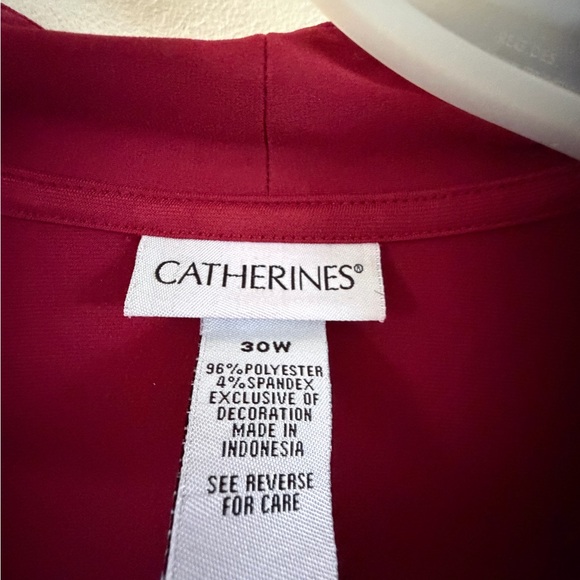 Catherines Deep Red Lace-Trimmed Robe - Picture 2 of 7